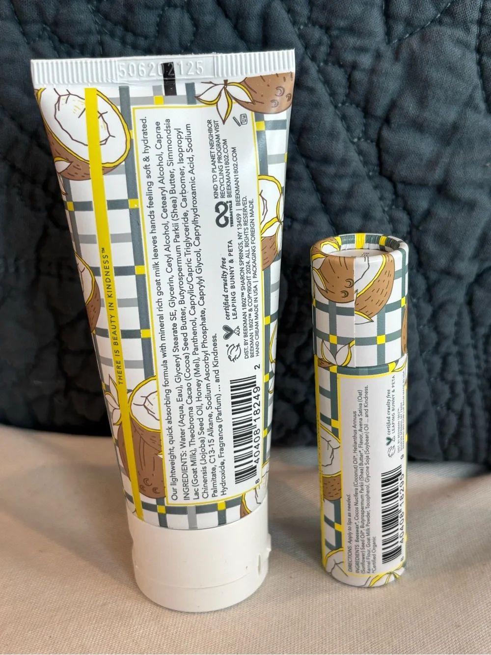 Beekman 1802 Coconut Cream Hand Cream & Lip Balm Gift Set NWT Beauty Bundle